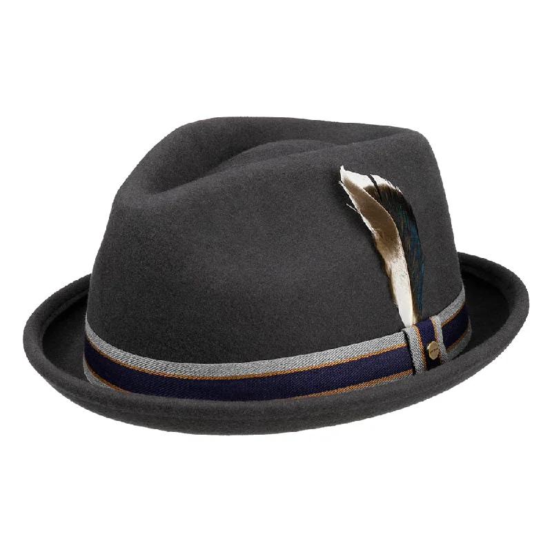 Stetson Hats Valcourt Player Water Repellent Wool Felt Trilby Hat - Dark Grey