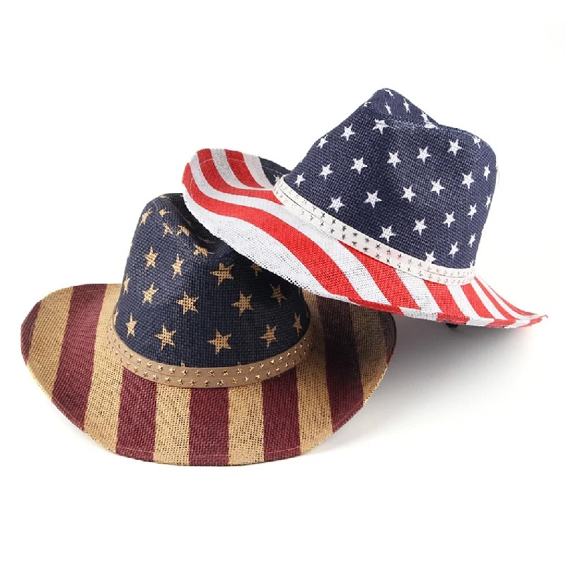 NEWBLOM Straw hat with flag print