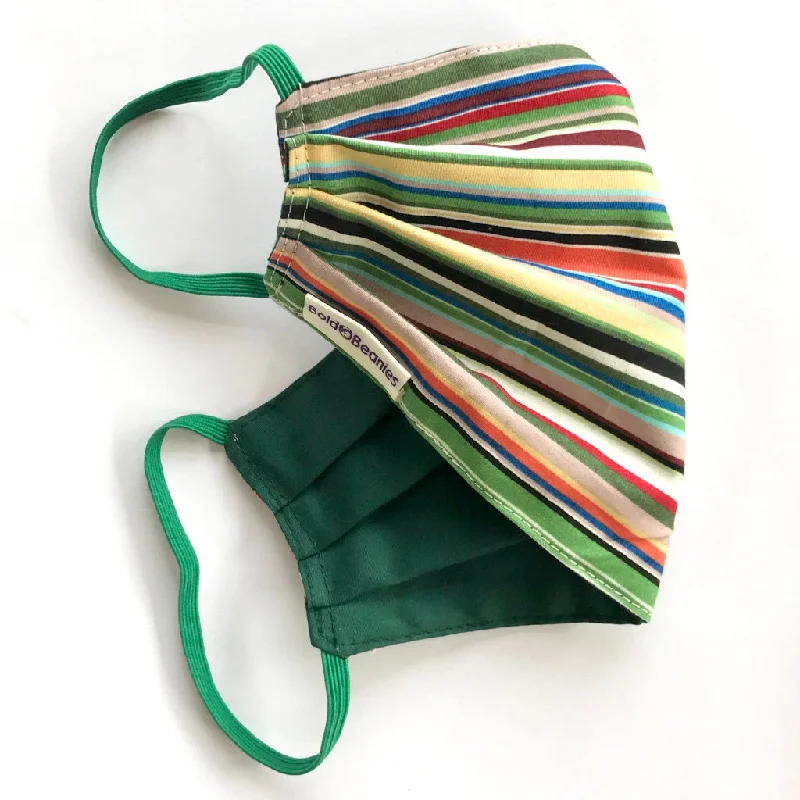 Stripes Surgical Eco Cotton Face Mask Green