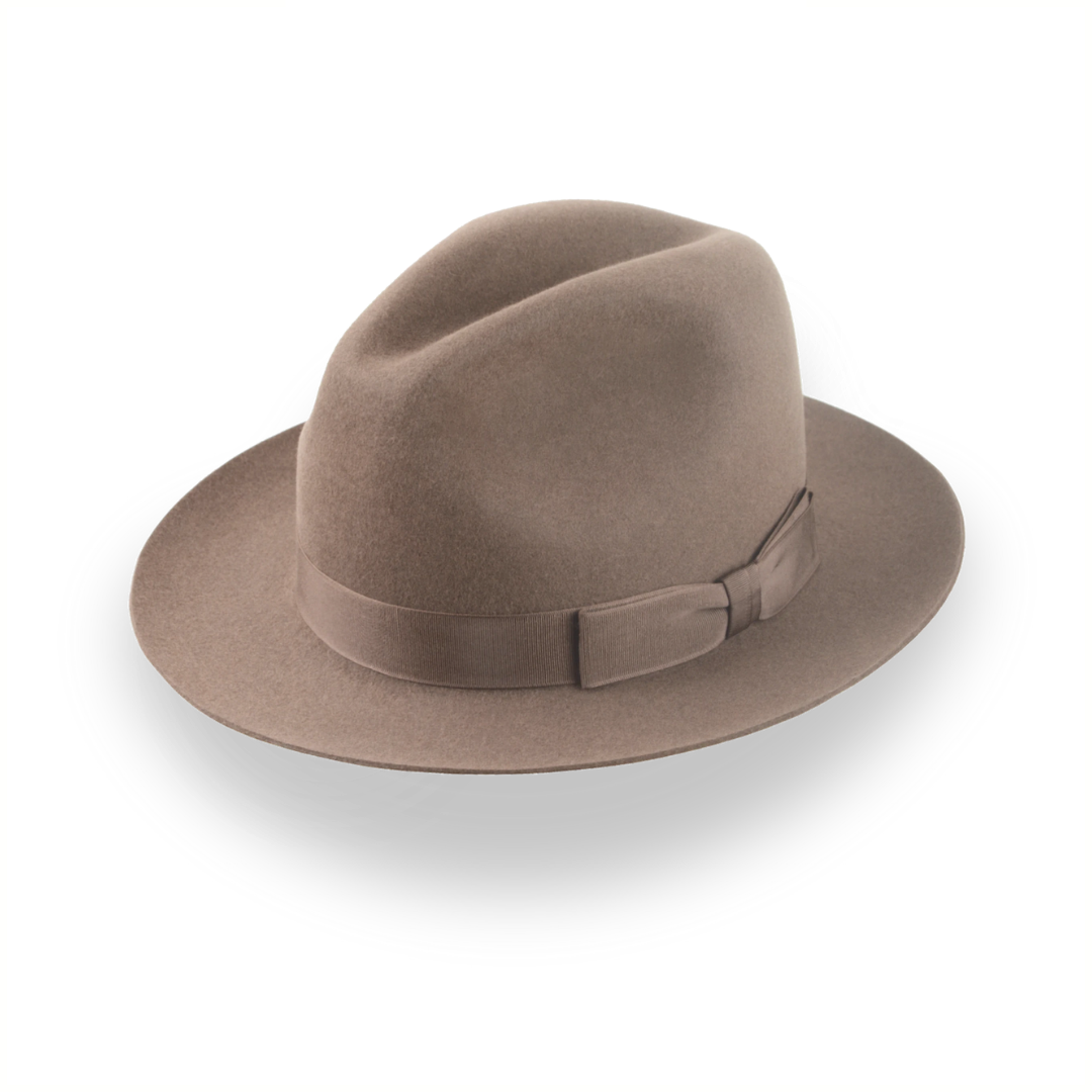 Artisanal Taupe Brown Fedora Hat with Center-Dent Crown | The Fortis