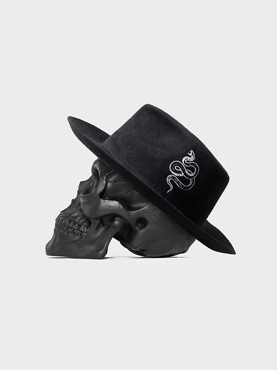 The Snake Fedora - Distressed Black