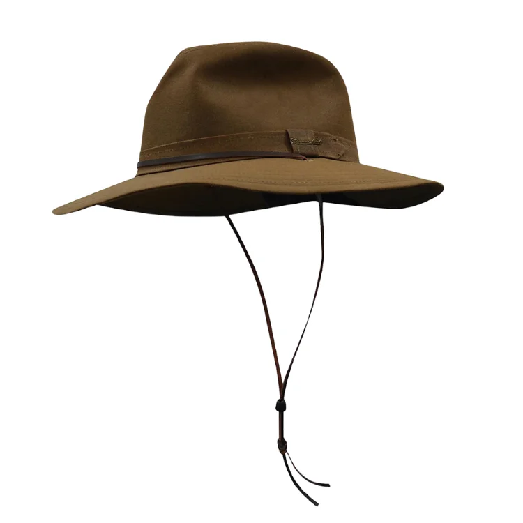 Thomas Cook Mens Wide Brim Oilskin Hat - Camel