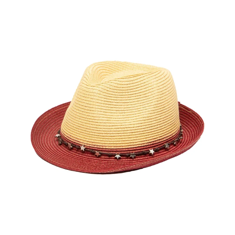 Women's ultrabraid fedora with colorblock brim and star trim