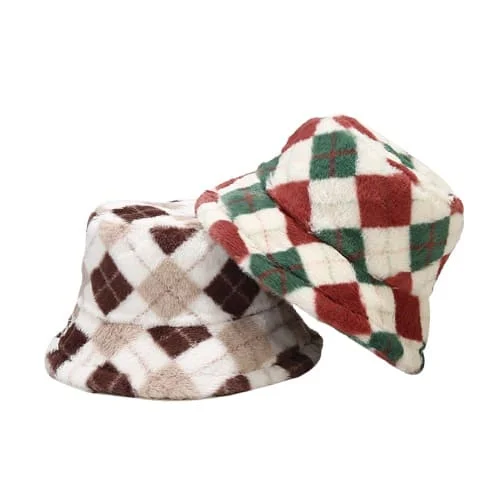 Vintage Rhombuses Fur Bucket Hat