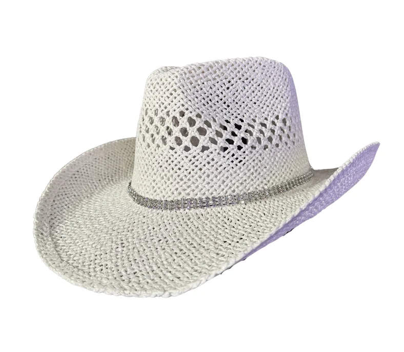 White Twisted Cowboy Hat with Rhinestone