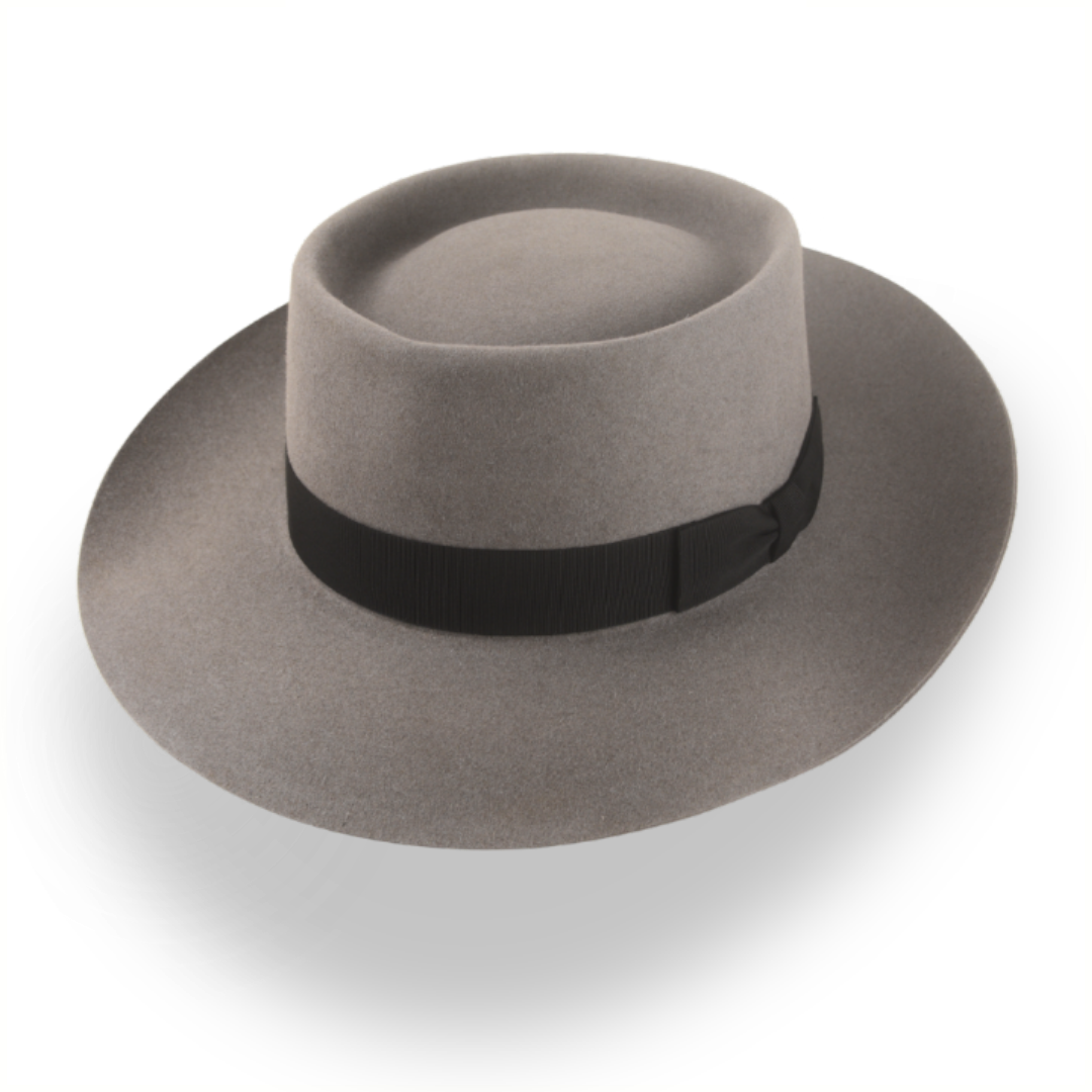 Vintage Style Wide-Brim Porkpie Hat in Premium Beaver Felt | The Oppenheimer